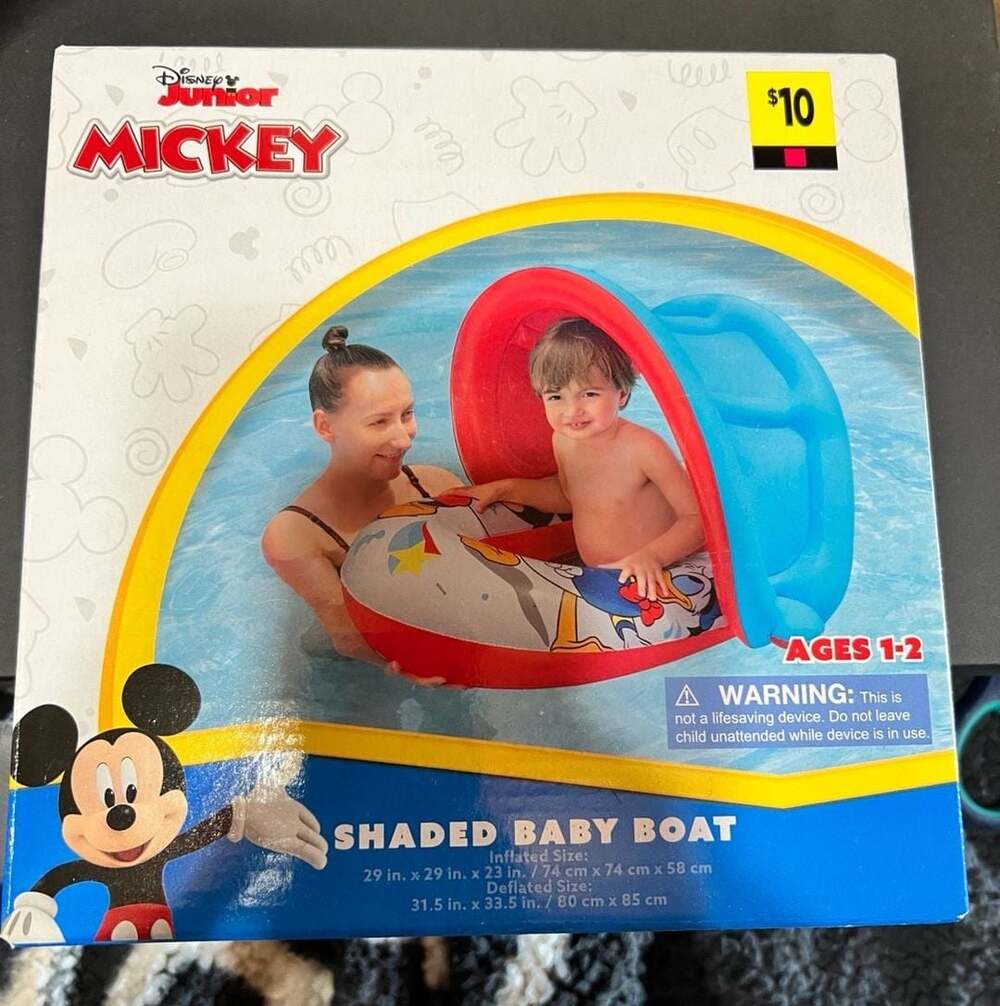 Bestway Disney Junior Mickey Mouse Shaded Baby Boat Pool Float Ages 1-2